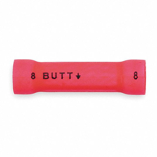 Butt Splice Connector, 8 AWG, Red, PK10 Butt Splice Connector 3M MV8BCX