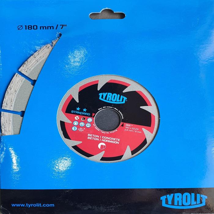 DIAMOND BLADE FOR CONCRETE 180X26X2223 Concrete Cutting Blade Tyrolit 474778 / 633279
