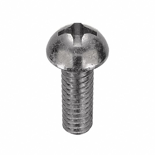 Machine Screw, #6-32, Round, Phillips, 18-8 (304) Stainless Steel, Plain, 1 1/2Inch Length Machine Screw Grainger Approved 2WA25