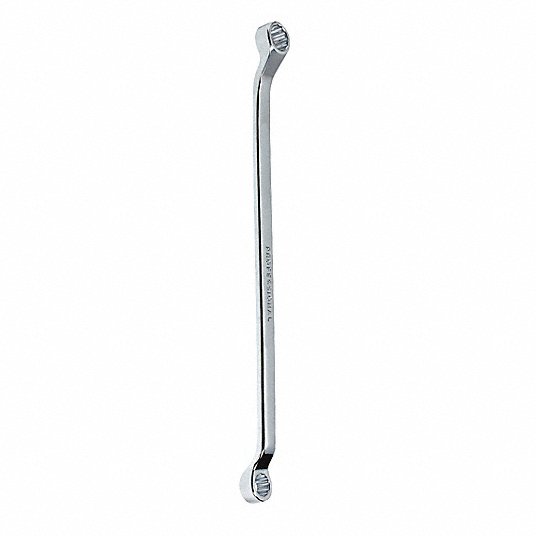 Box End Wrench, Chrome, 27 mm_30 mm Head Size, 16 inch Overall Length, Offset Head Box End Wrench Proto J1077M