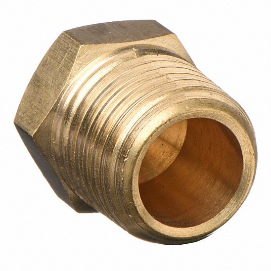 Hex Head Plug, Brass, 1/2Inch Pipe Size, Male NPT, 10 PK Hex Head Plug Grainger Approved 6AZA8