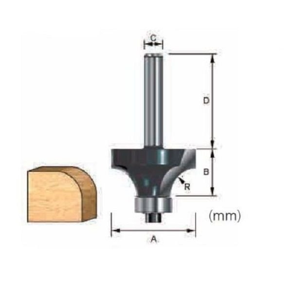 Rounding Over Router Bit, 6 X 12.7mm, With Bearing Rounding Over Router Bit Makita D-12625