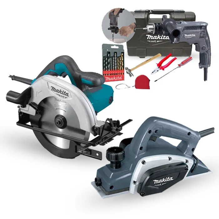 طقم كومبو 3 قطع: فأره كهربائية ، منشار خشب دائري ، دريل مطرقة طقم كومبو ماكيتا 