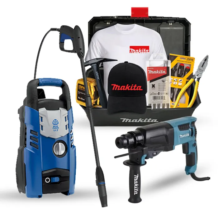 مجموعة كومبو 3 قطع: مطرقة دوارة ، ماكينة غسيل بالضغط العالي، صندوق عدة طقم كومبو ماكيتا 