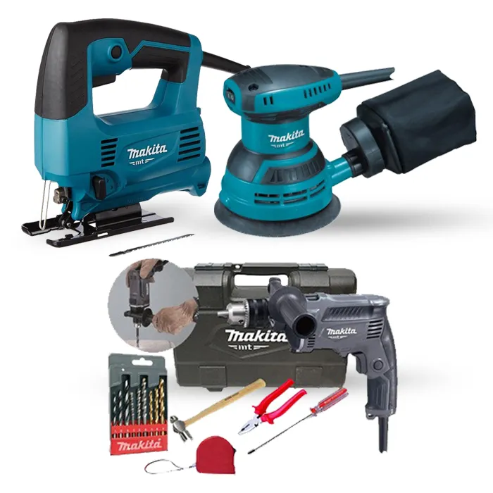 طقم كومبو 3 قطع: منشار أركيت ، صنفرة خشب دائرية ، دريل مطرقة  طقم كومبو ماكيتا 