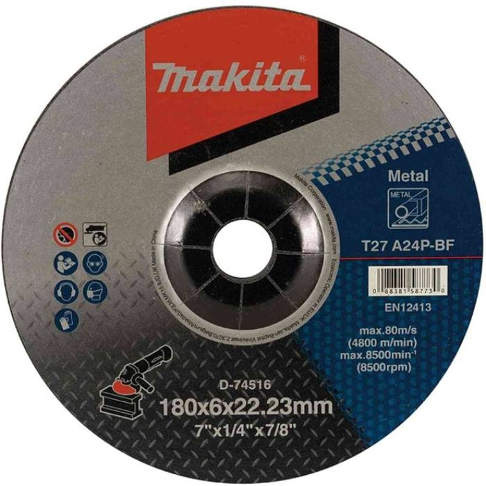 Grinding Wheel for metal, 180X 6 X 22 mm, Grit (A24P) Grinding Wheel  Makita D-74516