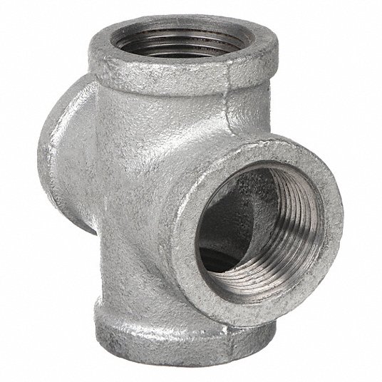 وصلة مواسير 4 اتجاهات, من الحديد القابل للطرق, حجم الأنبوب 2 بوصة × 2 بوصة × 2 بوصة × 2 بوصة, NPT x NPT x NPT x NPT, الفئة 150 وصلة مواسير 4 اتجاهات انفيل 0311070809