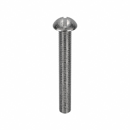 #10-32 Machine Screw, Round, Slotted, 18-8 (304) Stainless Steel, Plain, 1 1/2Inch Length Machine Screw Grainger Approved 2BA33