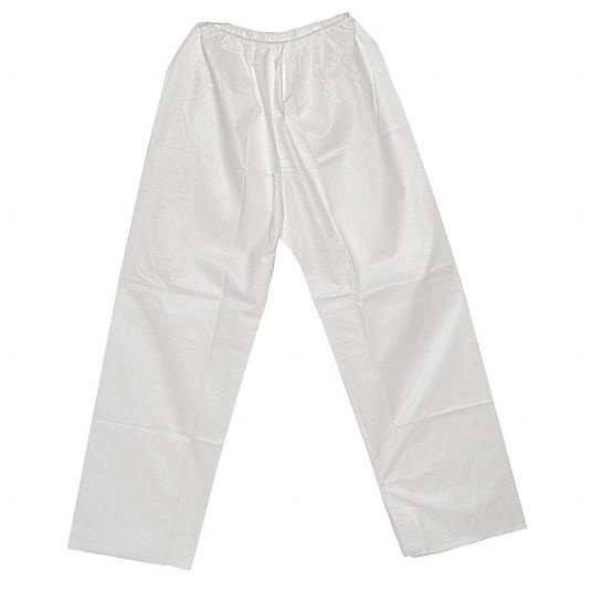 Disposable Pants, XL, White, Elastic Waist Disposable Pants Grainger Approved PANT-KG-XL