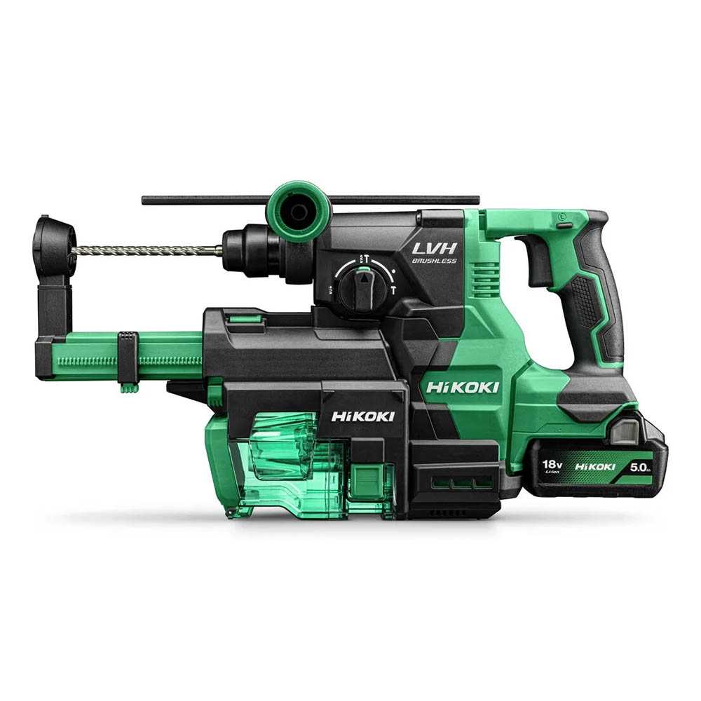 Cordless Rotary Hammer, 18V, 3.2 J Impact Energy, 26 mm Concrete Capacity, 4300 BPM, 4.75 kg Cordless Rotary Hammer Hikoki DH1826DAWUZ 