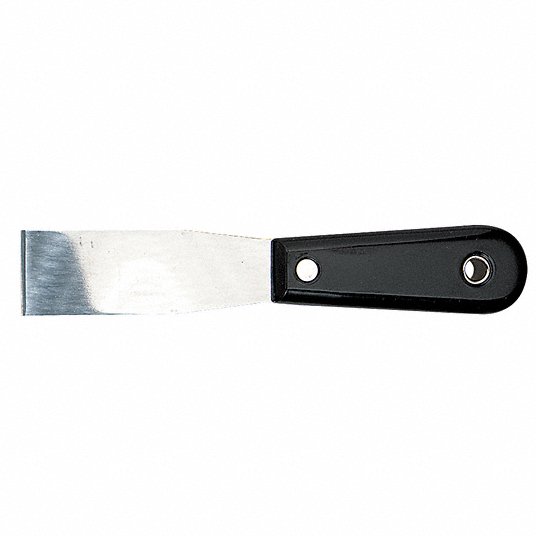 Stiff Putty Knife,1 1/4 inch, Carbon Steel Blade, Black Stiff Putty Knife Stanley 28-140