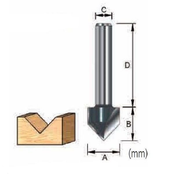 Accessories, Router Bits – “V” Groove Bit (6mm) Router Bits – “V” Groove Bit Makita D-12398