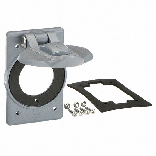 WIRING DEVICE-KELLEMS, Weatherproof Cover, 4 1/2 in Height, 2 3/4 in Width, Number of Gangs 1 Weatherproof Cover Hubbell Killark WP1