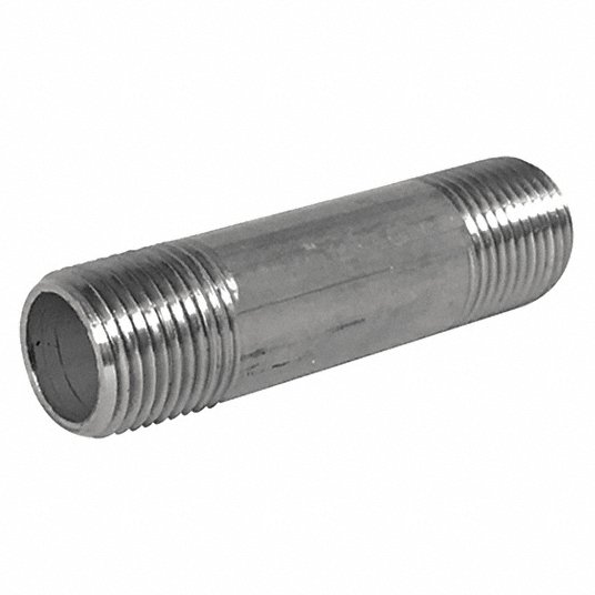 Nipple, 304 Stainless Steel, 2Inch Nominal Pipe Size, 2Inch Overall Lg, Close Thread, Schedule 80 Nipple Grainger Approved 4TNR6