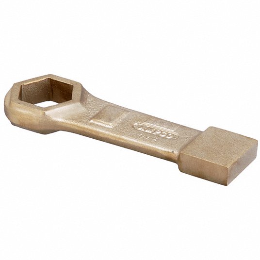 Striking Wrench, Aluminum, Bronze, Natural, Head Size 1 7/16 in, Overall Length 7 in, 0 ° Striking Wrench Ampco WS-1809