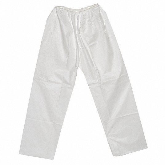 Disposable Pants, Small, White, Elastic Waist Disposable Pants Grainger Approved PANT-KG-S