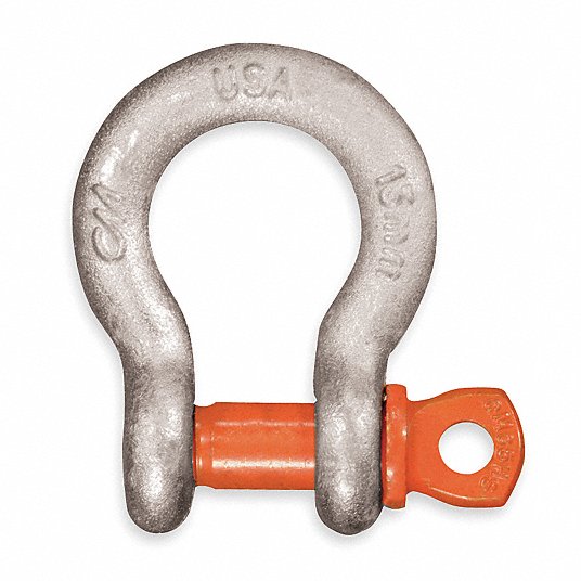 Anchor Shackle, Forged Steel Body Material, Forged Steel Pin Material, 7/16 in Body Size Anchor Shackle Cm MC649G