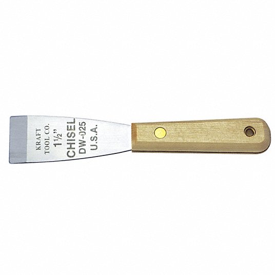 Stiff Scraper, 1 1/2 inch, Stainless Steel Blade, Pickled Wood Stiff Scraper Kraft Tool DW025