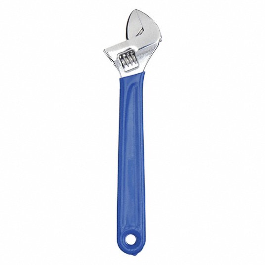 Adjustable Wrench, Alloy Steel, Chrome, 6 inch Overall Lg, 15/16 inch Jaw Capacity, Plain Grip Adjustable Wrench Westward 1NYC2