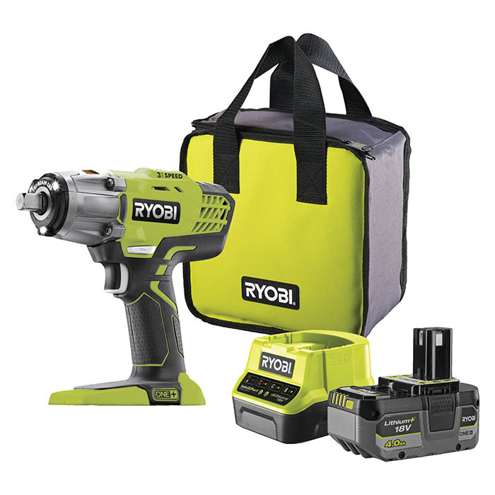 Cordless Impact Wrench 1/2 inch, 18V, 3-Speed, 400Nm, 2.4kg Cordless Impact Wrench Ryobi R18IW3-140SF
