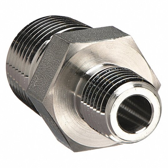 Hex Long Nipple, 316 Stainless Steel, 1/2 in x 1/4 in Fitting Pipe Size, Male NPT x Male NPT Hex Long Nipple Parker 1DGA2