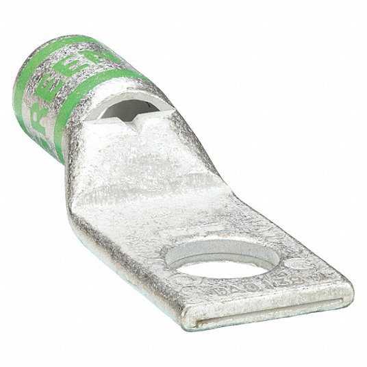 One-Hole Lug Compression Connector, Straight Barrel, Cable Size 1 AWG, Standard Compression Connector Grainger Approved 24C353