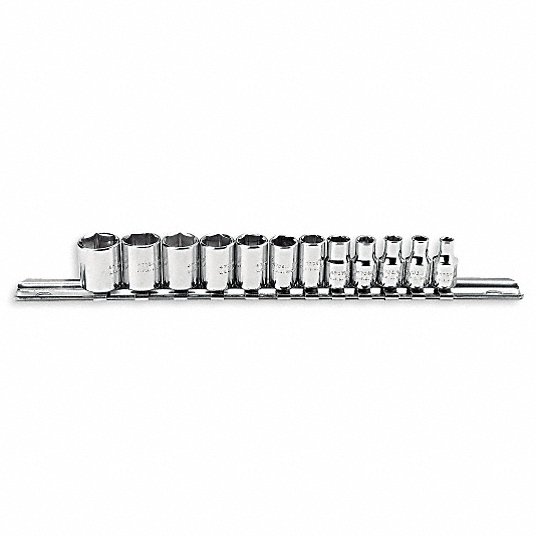 Socket Set, Socket Size Range 4 mm to 14 mm, Hand, Drive Size 1/4 in, Metric, 6-Point Socket Set Proto J47200