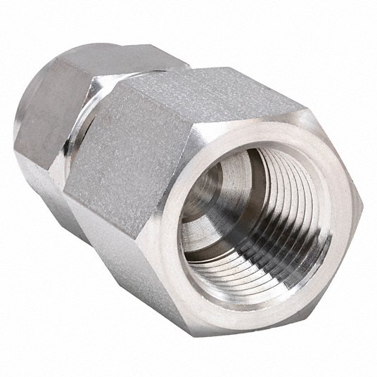Female Connector, 3/8 in Tube Size, 1/4 in Pipe Size - Pipe Fitting, Metal, 3/4 in Hex Size Connector Ham-Let 766L SS 3/8 X 1/4