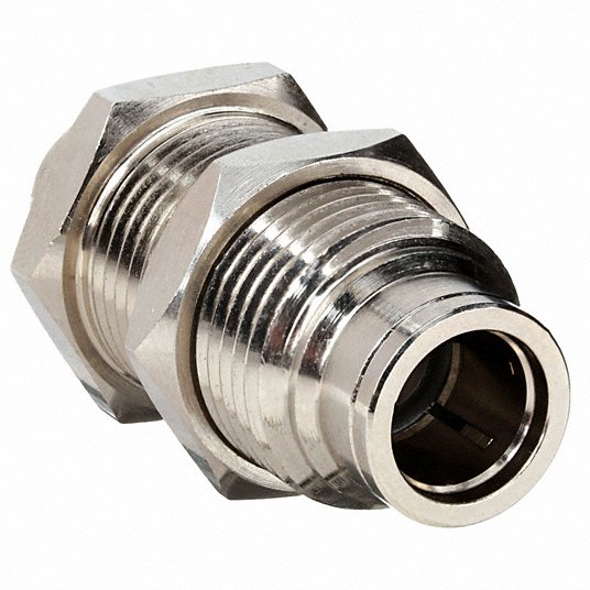 Bulkhead Union, Nickel Plated Brass, Fitting Connection Type Tube, Tube Size 3/8 inch Bulkhead Union Grainger Approved 22FR68