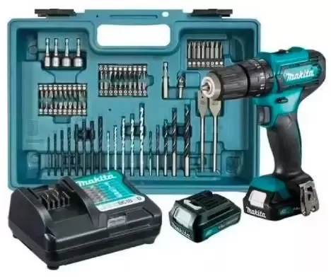 Cordless Percussion Driver Drill, For Masonary , Steel, Wood, With 74 Pcs Accessories kit , 12V, 10mm(3/8 inch), 0 ~ 1700 rpm, 30Nm, 1.3kg Percussion Driver Drill Makita HP333DWAX1