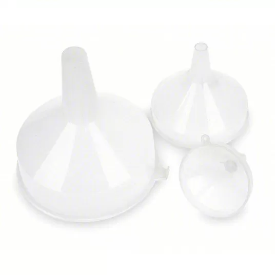 Funnel Set, Plastic, 91 fl oz Fluid Capacity, 3 7/8 inch_5 3/4 inch_7 3/4 inch Overall Dia, Clear, 3 Pc Funnel Set Westward 1EKF3