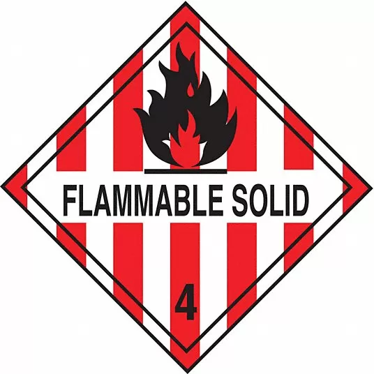 DOT Container Label, Flammable Solid 4, 4 inch Label Width, 4 inch Label Height, Paper,50 Packet DOT Container Label Tapecase 16U979