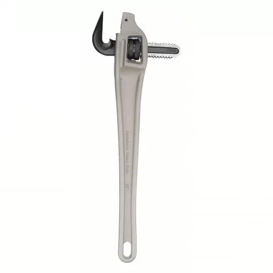 Offset Pipe Wrench, Aluminum, 2 1/2 inch Jaw Capacity, Serrated, 18 inch Overall Length Offset Pipe Wrench Westward 1XJZ8