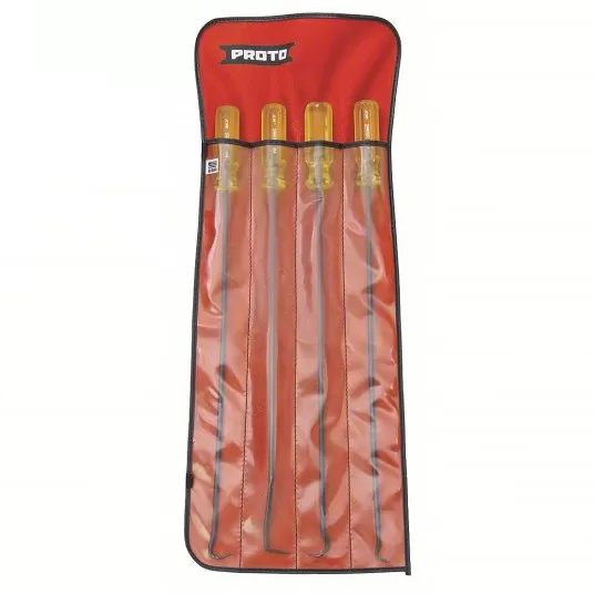 Pick Set, Extra Long, Alloy Steel, Black Oxide, 4-Pocket Tool Pouch Included, 4 Pieces Pick Set Proto J2389S