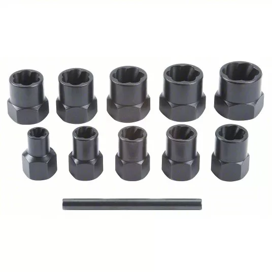 Screw Extractor Set, Spiral Flute Bolt Extractor Socket, 10 Pieces Screw Extractor Set Proto J69X00