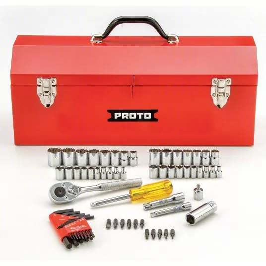 Socket Wrench Set,1/4 inch 3/8 inch Drive Size, 65 Pieces, (20) 6-Point, (15) 12-Point Socket Wrench Set Proto J47065-1