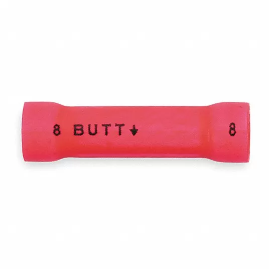 Butt Splice Connector, 8 AWG, Red, PK10 Butt Splice Connector 3M MV8BCX