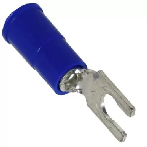 Fork Terminal, Locking, #6 Stud, Blue, PK1000 Fork Terminal 3M MVU14-6FLK