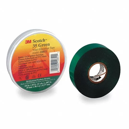 Insulating Electrical Tape, Vinyl, 3/4 inch x 66 ft, 7 mil Tape Thick Insulating Electrical Tape 3M 10851-35 34X66 GREEN