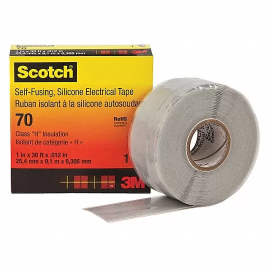 Self-Fusing Tape, Tape Backing Material Polyester, Tape Length 30 ft, Tape Color Gray Self-Fusing Tape 3M 70