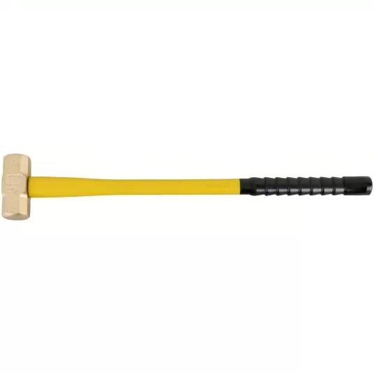 Non-Sparking Sledge Hammer, Aluminum Bronze, Fiberglass Handle, 6 lb Head Weight, 2 inch Dia, Ribbed Grip Sledge Hammer Ampco 3NY51