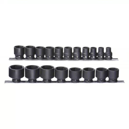 Impact Socket Set, Black Oxide, 1/2 inch, Impact Rated Yes Impact Socket Set Westward 4PRC3