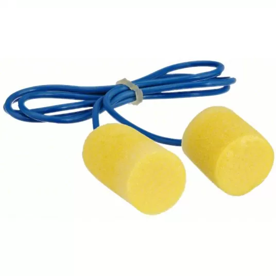 Ear Plugs: Cylinder, 29 dB NRR, Gen Purpose, Corded, Roll-Down, Yellow, 200 PK Ear Plugs 3M 311-1101