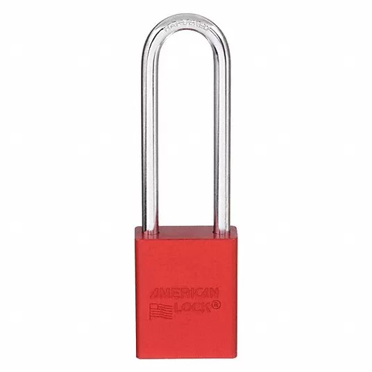 Lockout Padlock, Shackle Dia. 1/4 in4END4 Lockout Padlock American Lock A1107RED