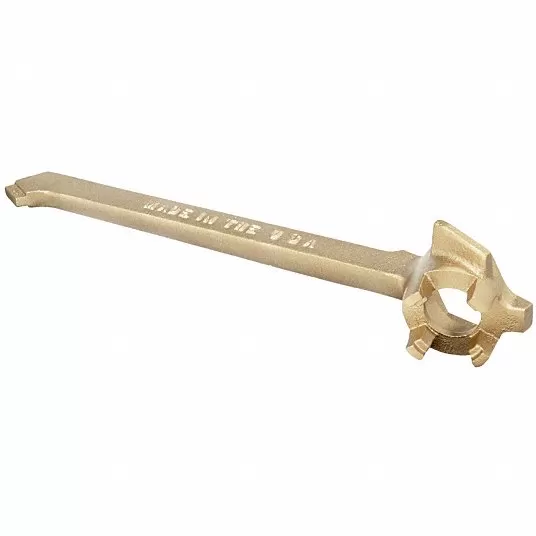 Drum Bung/Plug Wrench, 3/4 in, 2 in, Aluminum, Bronze, Nickel, Natural, Ergonomic, Ergonomic Drum Bung/Plug Wrench Ampco W-56
