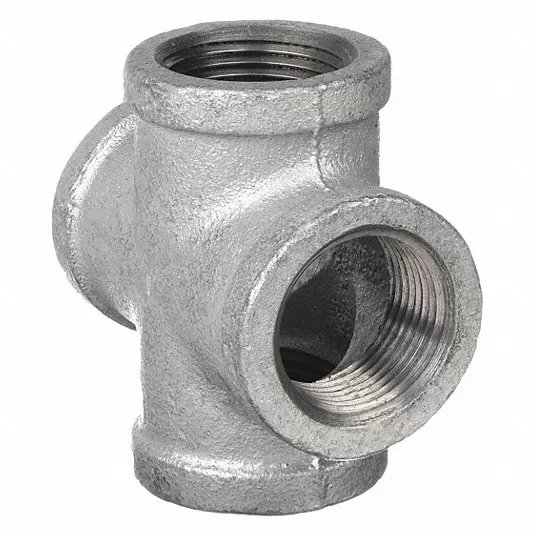 Cross, Malleable Iron, 2 in x 2 in x 2 in x 2 in Pipe Size, NPT x NPT x NPT x NPT, Class 150 Cross Anvil 0311070809