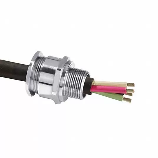 Enhanced Rating Cord Connector, Brass, 1 1/2 in MNPT, 1.22 in to 1.50 in, Silver Cord Connector Appleton Electric 50SA2F1505