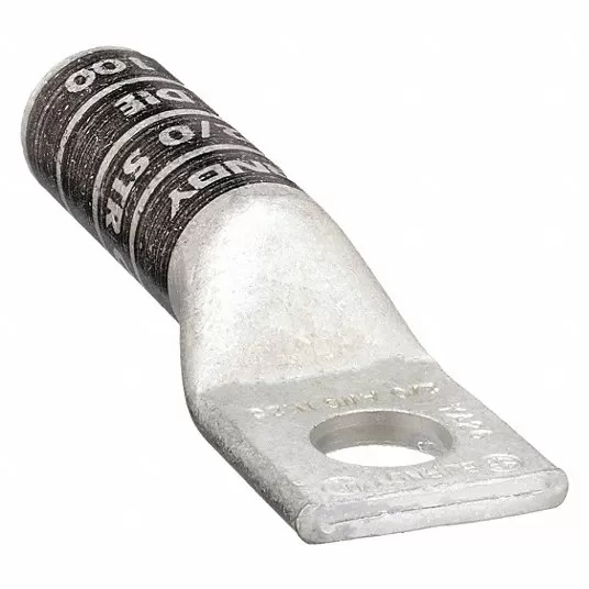 One-Hole Lug Compression Connector, Straight Barrel, Cable Size 2/0, Standard Compression Connector Burndy YA26