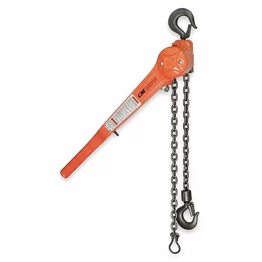 Lever Chain Hoist, 3000 lb Load Capacity, 5 ft Hoist Lift, 1 1/8 in Hook Opening Lever Chain Hoist Cm 4045