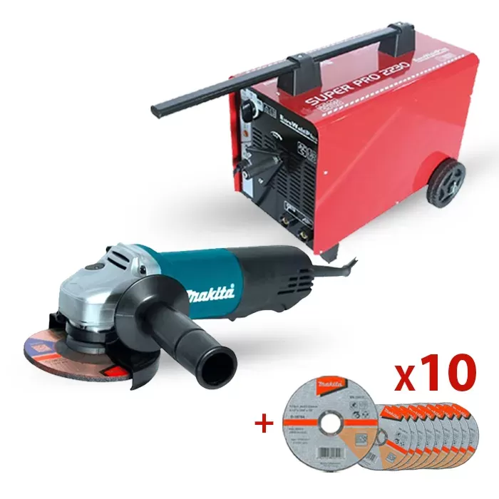 3 Piece Combo Kit: Welding MMA Machine, Angle Grinder, 10-Piece Cutting Wheel Combo Kit null null